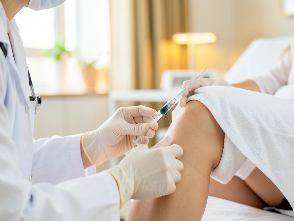 Preparación de una infiltración articular en la rodilla